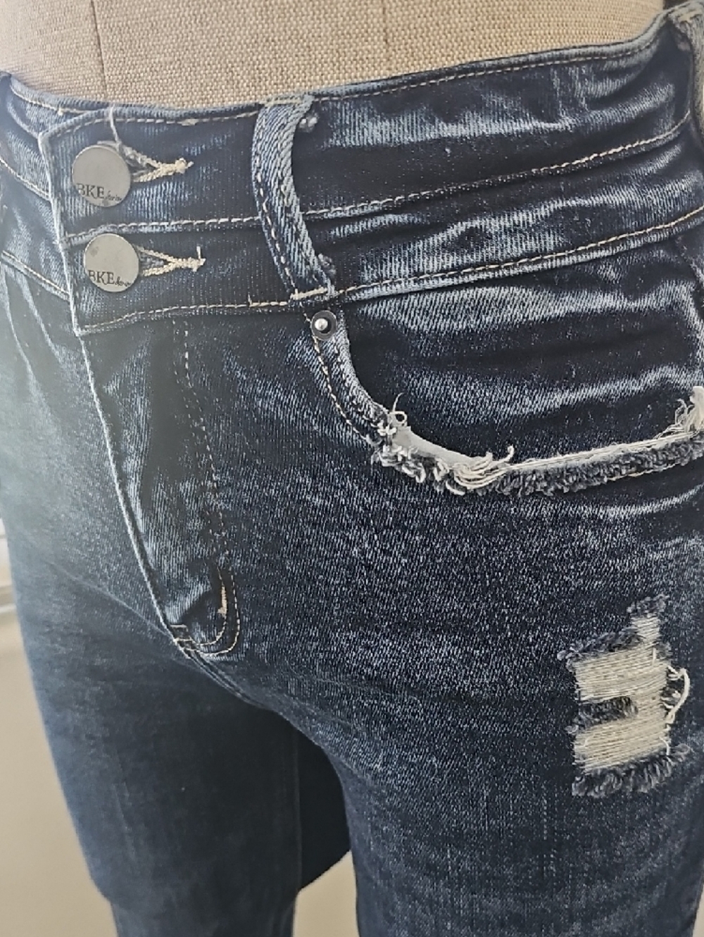 Buckle Distressed Bootcut Jeans - Picture 3 of 9